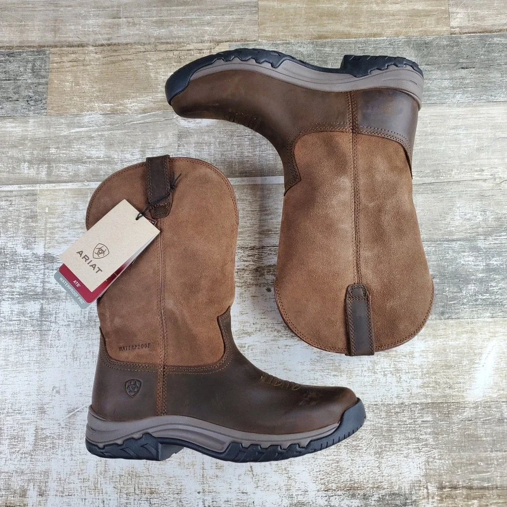 Ariat Terrain H20 Womens Boot Sz 8 B Distressed Brown Pull On Waterproof Outdoor